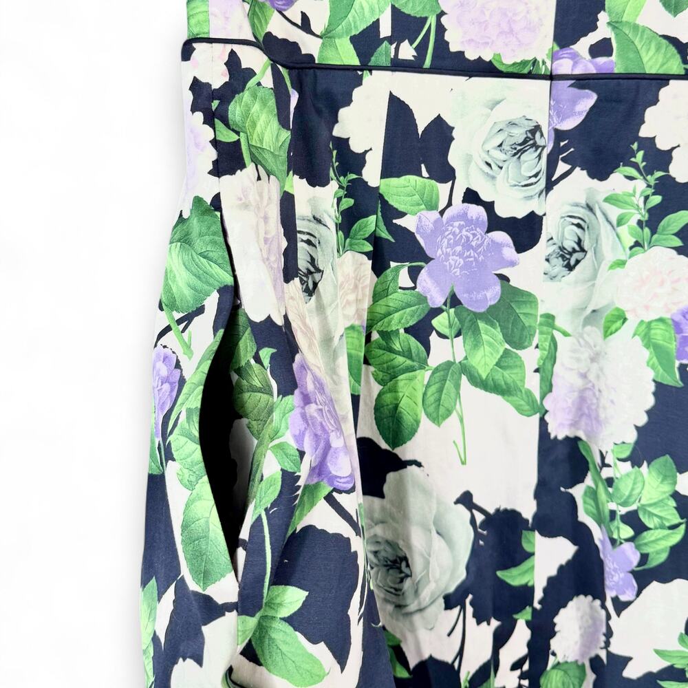 Talbots Floral Midi Dress - Navy, White, Purple, Green - Picture 7 of 8